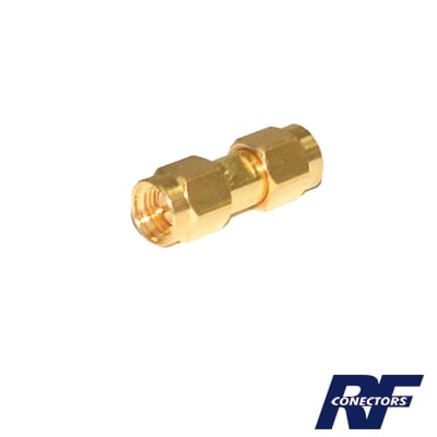 RSA-3403-1 Adaptador Tipo Barril, de Conector SMA Macho a SMA Macho, Oro/ Oro/ Teflón.â??