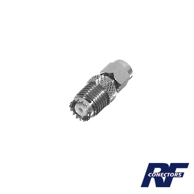 RSA-3450 Adaptador en Línea, de Conector SMA Macho a Mini-UHF Hembra, Níquel/ Oro/ Teflón.Au/Teflón.