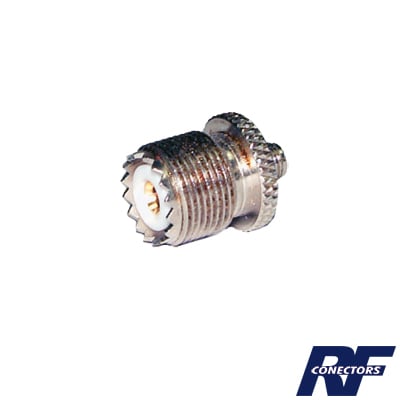 RSA-3475 Adaptador en Línea de Conector SMA Hembra a UHF Hembra (SO-239), Níquel/ Oro/ Teflón.