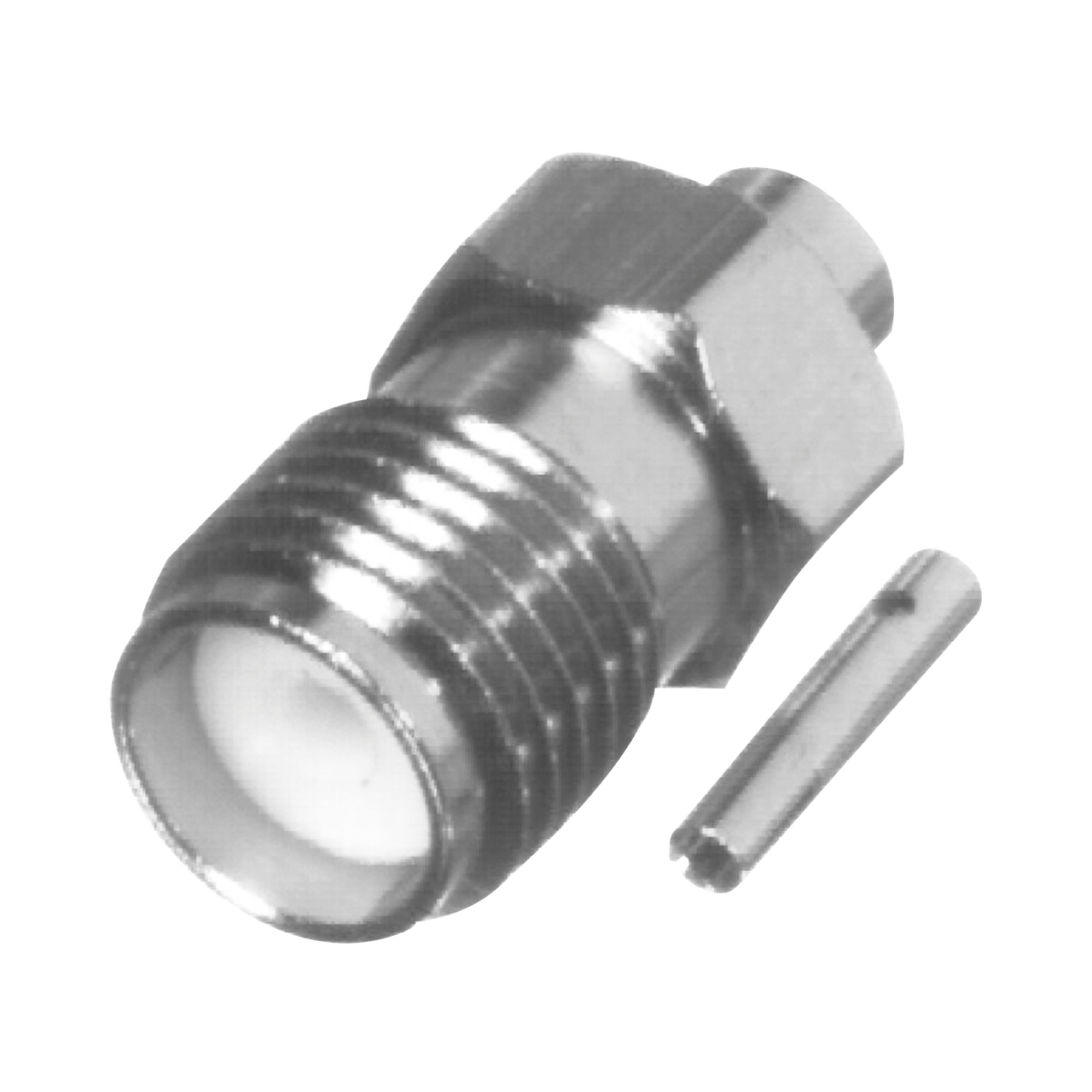 RSA-3555-SR1  Conector SMA Hembra en Línea para Cable Semi-Rígido de 0.085 de Diámetro, Grupo SR1, Níquel/ Oro/ Teflón.