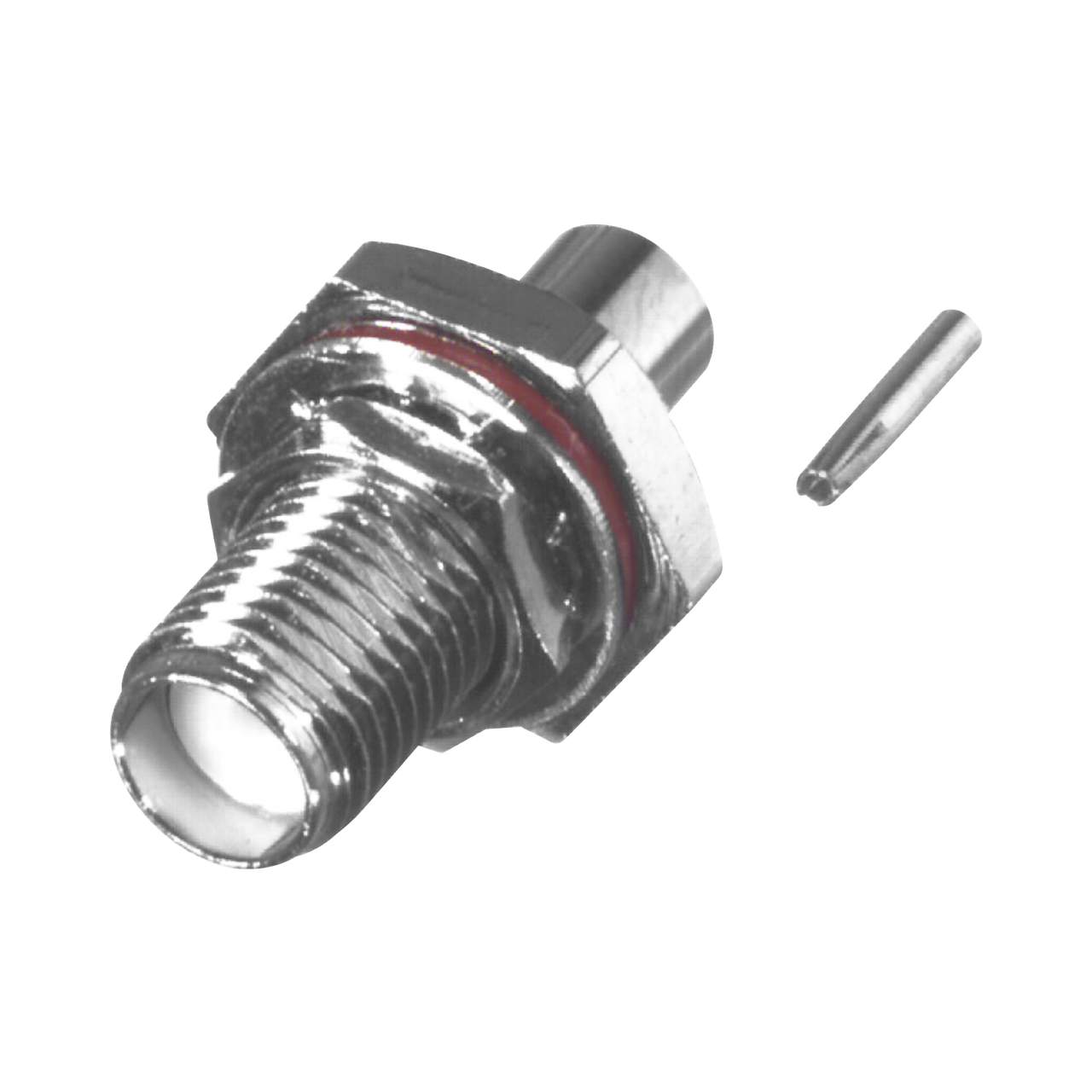 RSA-3560-1-047 Conector SMA Hembra, Hermético, para Montaje de Panel Trasero, en Cable Semi-Rígido de 0.047 de Diámetro, Grupo SR0, Oro/ Oro/ Teflón.