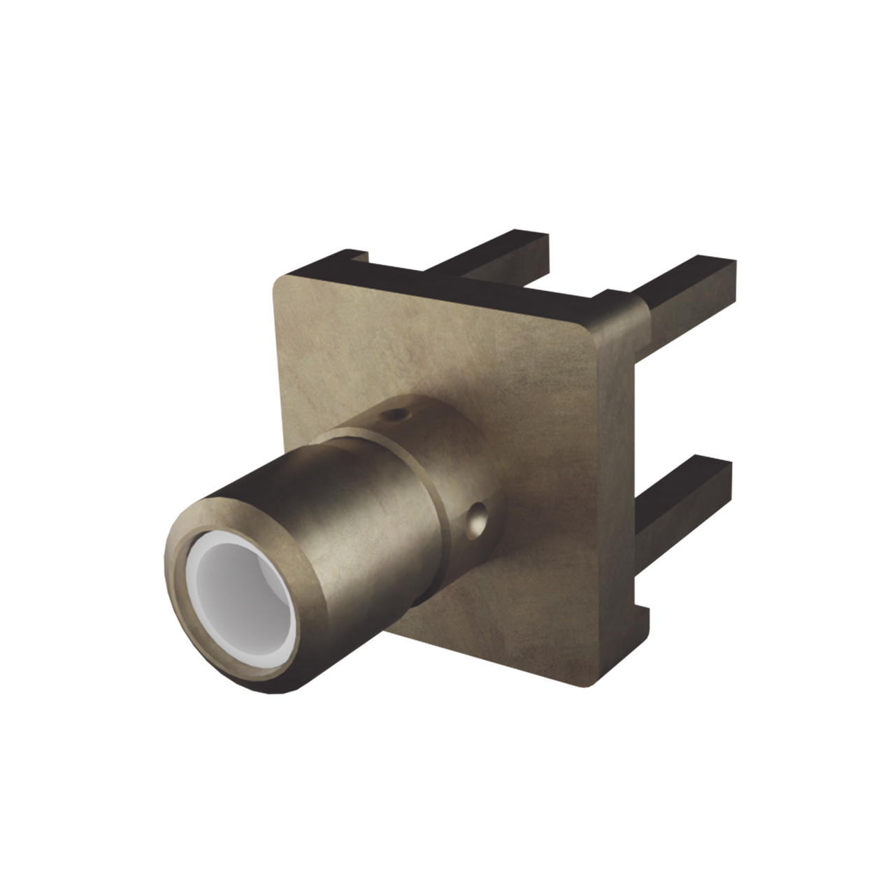 RSB-350-1 Conector SMB Hembra (PIN Macho) Montaje Vertical para PCB, 75 Ohm, Oro/ Oro/ Teflón.