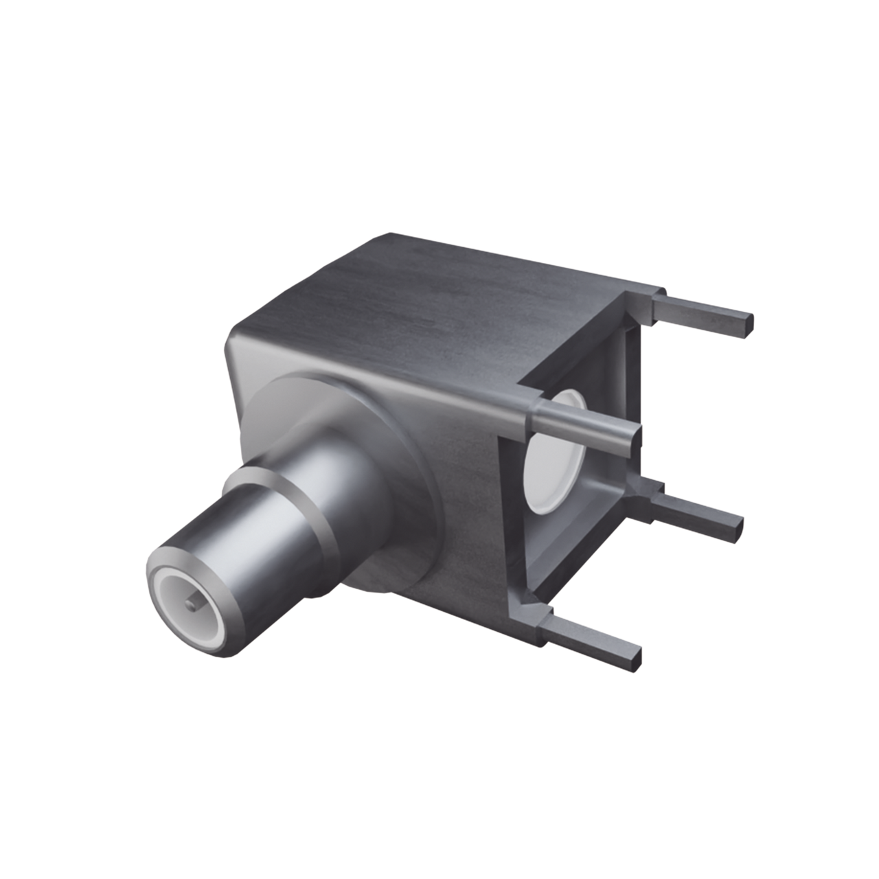 RSB-4300 Conector SMB Hembra (PIN Macho) en Ángulo Recto para Montaje en PCB, 4 Patas, Níquel/ Oro/ Teflón.â??