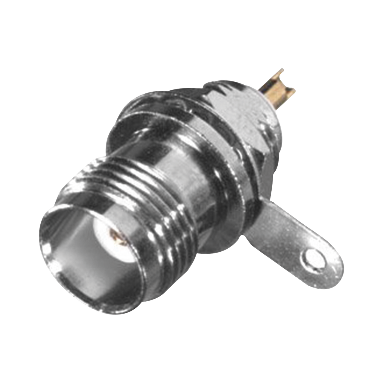 RT-1211-1 Conector TNC Hembra de Rosca Izquierda para Panel Frontal, Níquel/ Oro/ Teflón.