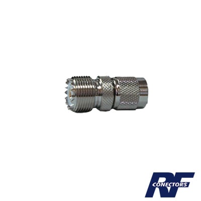 RFT-1235 Adaptador en Línea de Conector TNC Macho a Conector UHF Hembra (SO-239), Níquel/ Oro/ Teflón.
