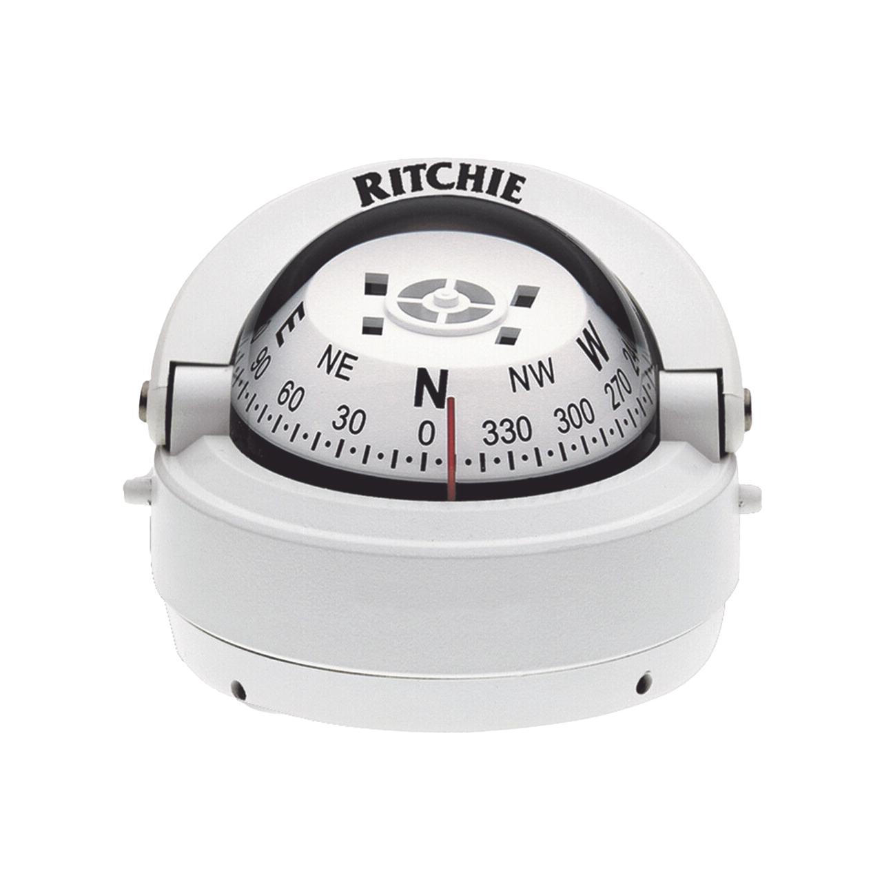 S-53W Brújula serie Explorer en color blanco para montaje en superficie, cuenta con iluminación nocturna color verde.