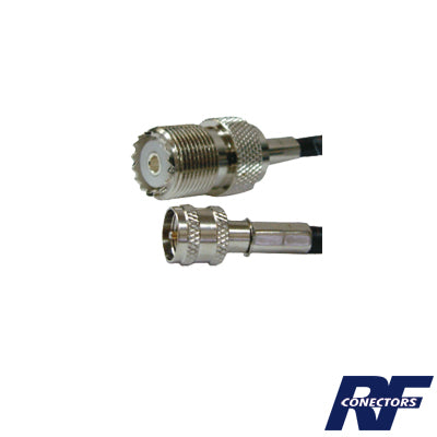 SKN-9557 Jumper Adaptador de Conector Mini UHF Macho a UHF Hembra (SO-239), Níquel/ Oro y Plata/ Delrin.