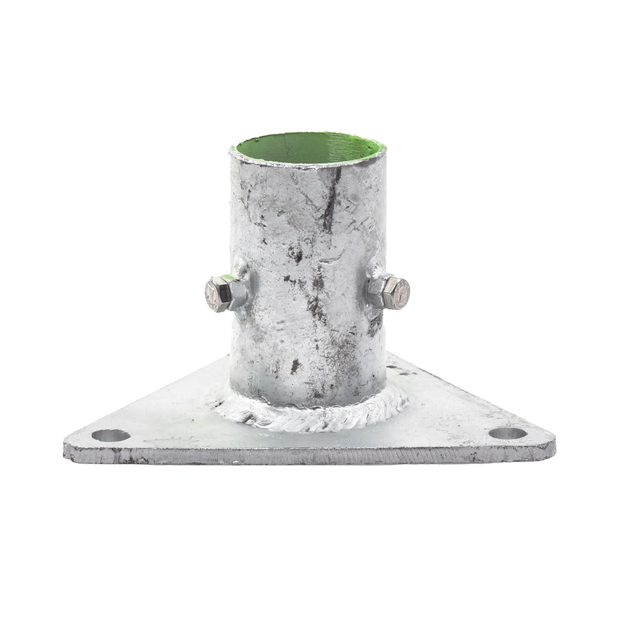 SLM-BA-5G Base Triangular para Mástil de 1 a 2 con Opresores. Galvanizado por Inmersión en Caliente.