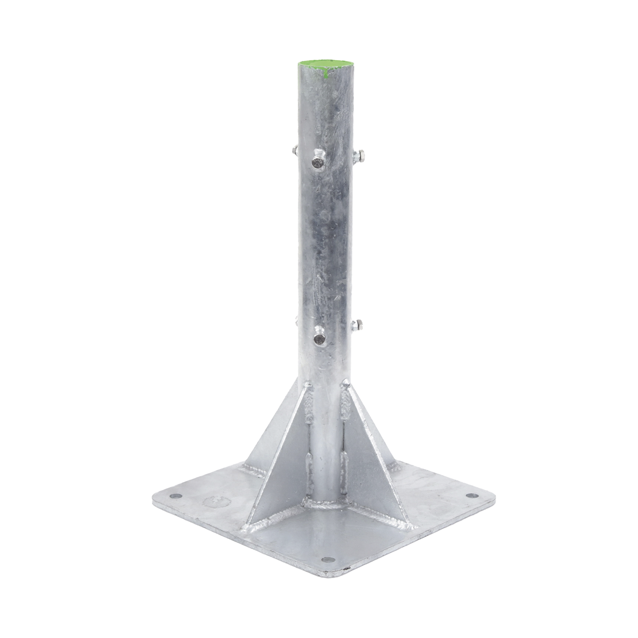 SLM-BA-6G Base para Mástil Hasta 2 con Opresores, Base de 50 x 50 cm y Tubo de 80 cm Ced. 30. Galv. Inmersión.