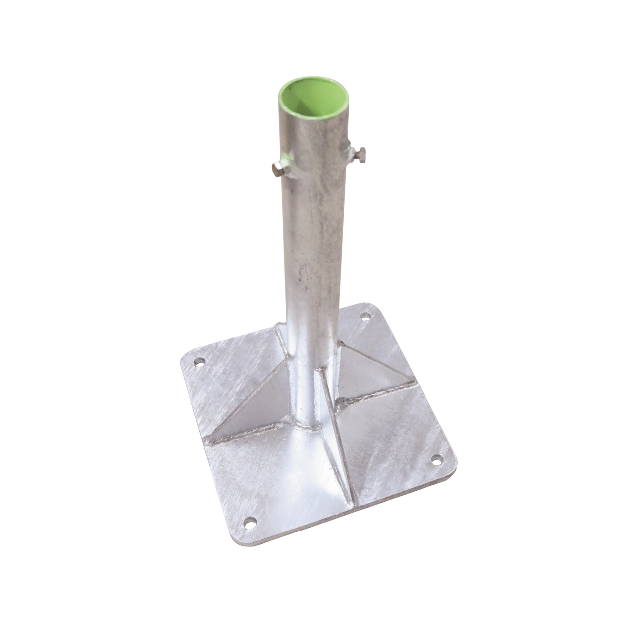 SLM-BA-7G Base para Mástil Hasta 2 con Opresores, Base de 30 x 30 cm y Tubo de 50 cm Ced. 30. Galv. Inmersión.