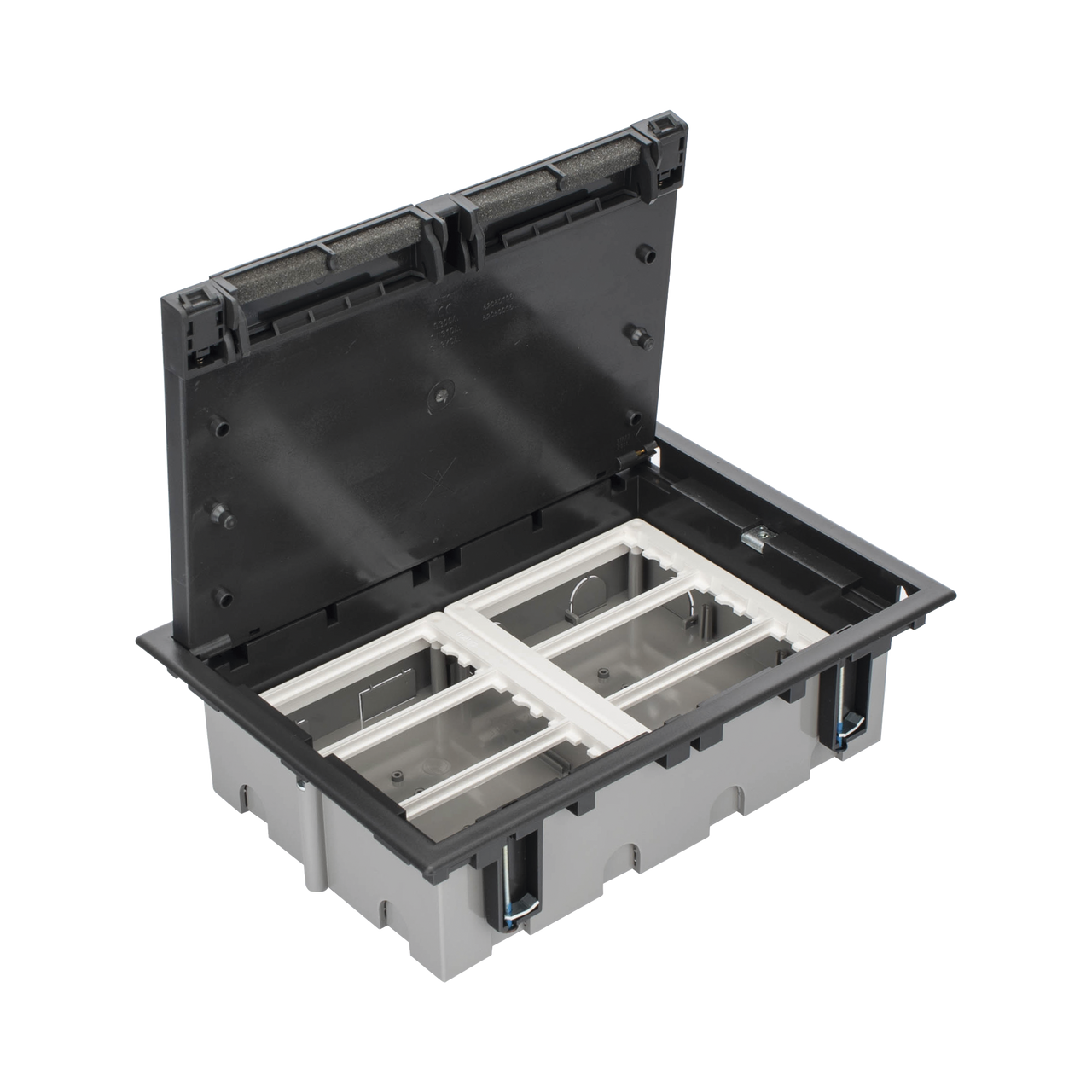 SM-CPF-6 Caja Para Instalación en Piso Falso para Voz, Datos o Contactos Eléctricos / Capacidad para 6 Módulos / Espacio Embellecedor en la Tapa / Profundidad Ajustable de 90 a 120 mm / Los Módulos se Adquieren Aparte / (SF610/14CY)