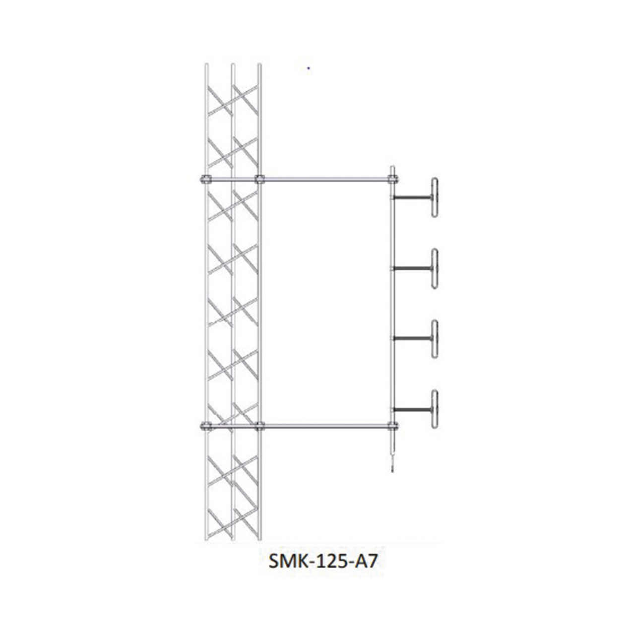 SMK-125-A7 Montaje Lateral Ajustable en Kit para mástil de Antenas Dipolo a 228 cm de Distancia-Torre.