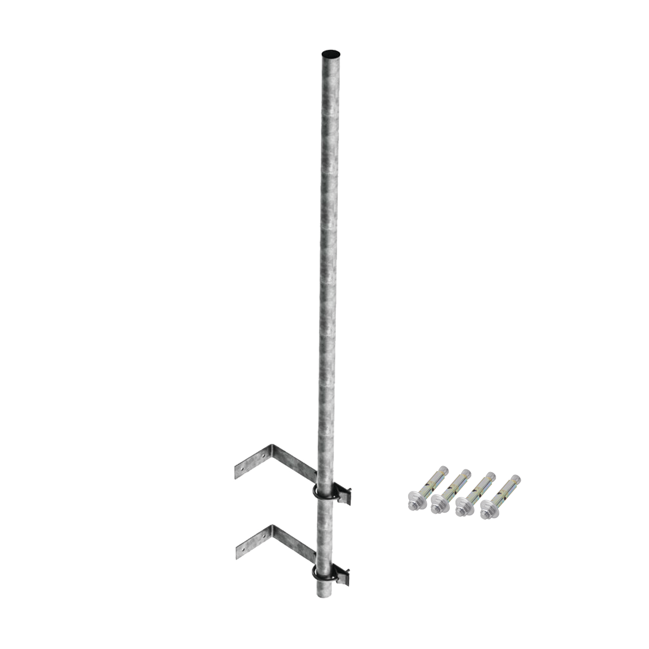 SMR-P2 Mástil de 3 m de 1-1/2 diámetro ced. 30 con Herrajes para Sujeción a Pared.