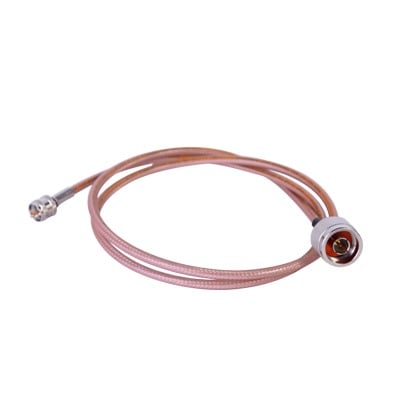 SN-142-MIN-100 Cable Coaxial RG-142/U de 100 cm, 50 Ohm y Conectores Instalados de N Macho a Mini-UHF Macho.