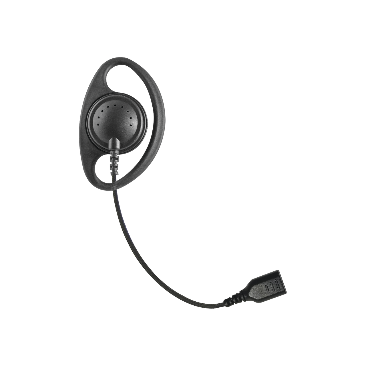 SNP-DR Auriculares con aro en forma de D con cable de fibra trenzada y conector SNAP. Requiere micrófono de solapa de 1 o 2 hilos de la Serie SNAP.