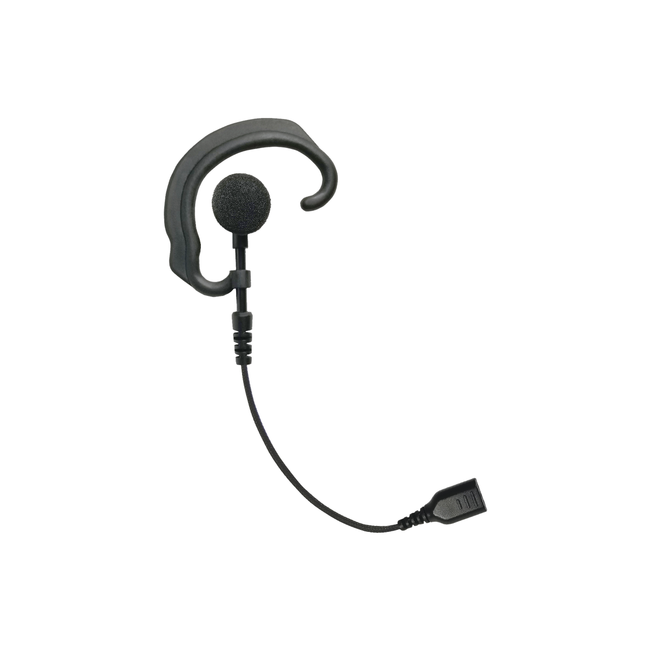 SNP-EH Auricular de gancho para el oído (RESPONDER) con cable de fibra trenzada y conector SNAP. Requiere micrófono de solapa de 1 o 2 hilos de la Serie SNAP.