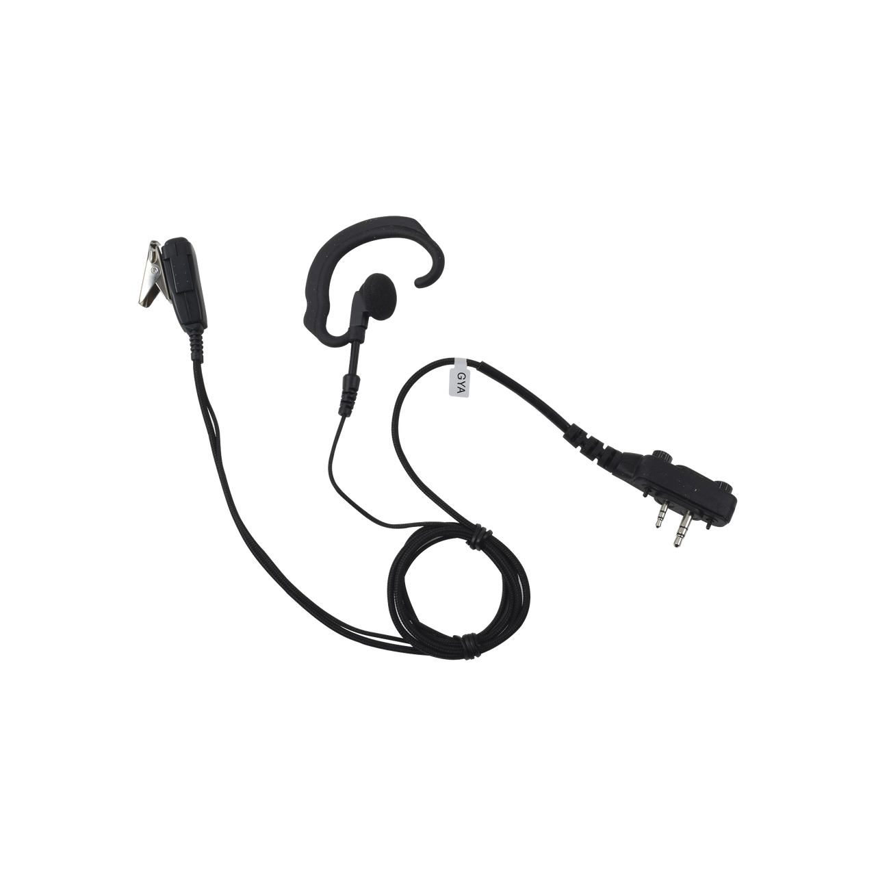 SPM-330S-E-BF Micrófono de solapa con gancho suave para la oreja y fibra trenzada para puerto de accesorios Icom de 2 pines con tornillos