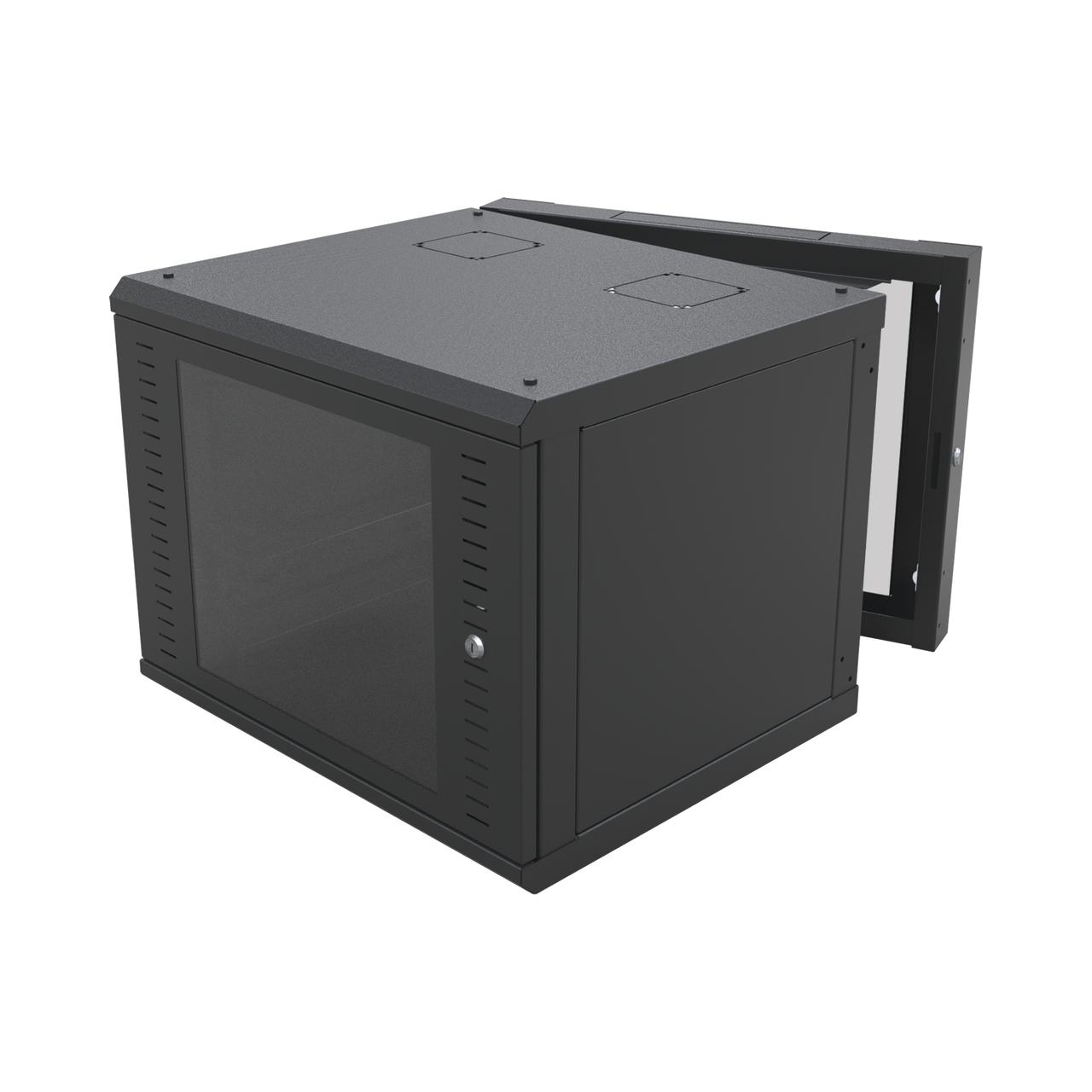 SR-1912-GAP-V4 Gabinete Abatible de Pared (Con Marco Trasero) con Rack 19 de 12 Unidades. Ventana de Cristal Templado.