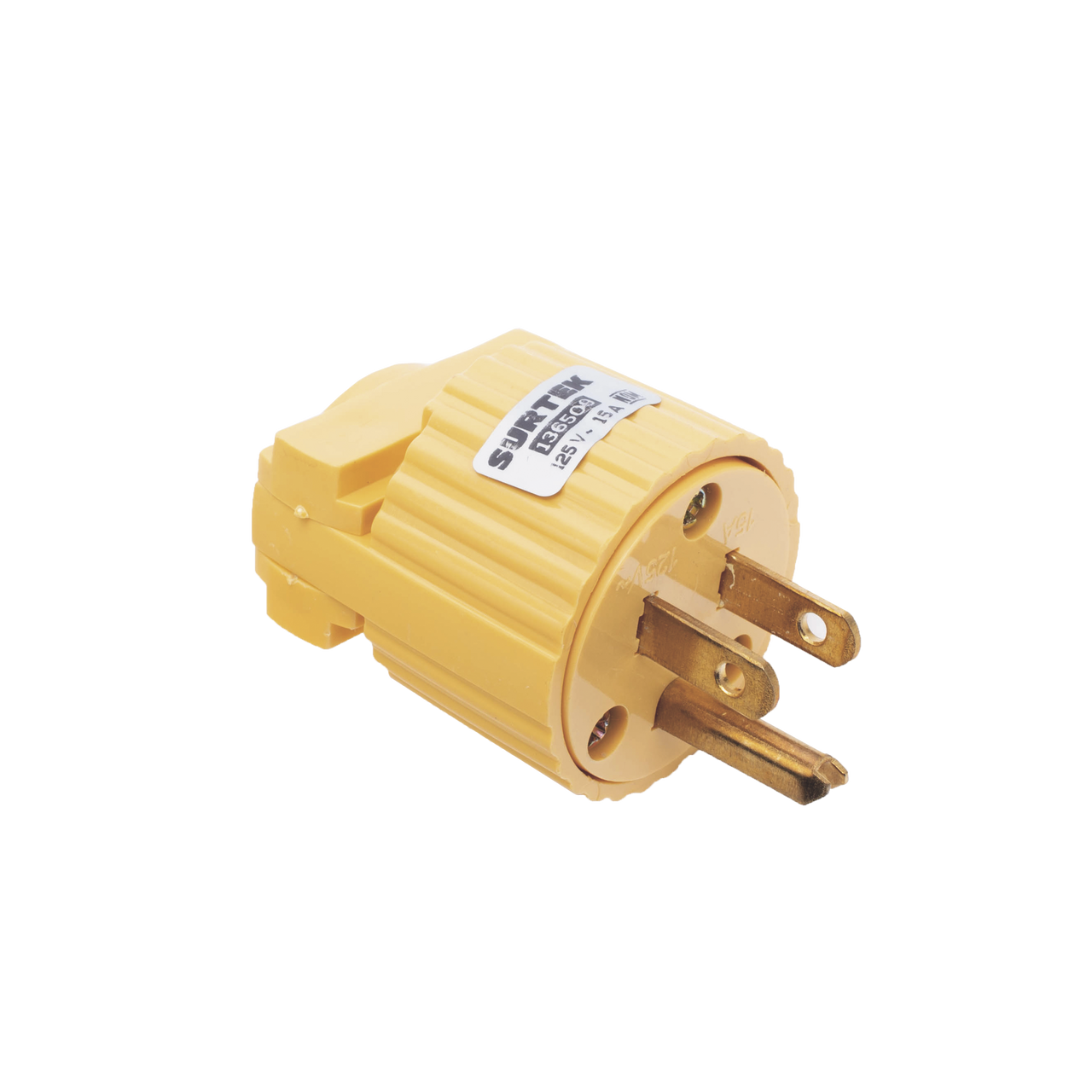 SYS-136-509 Clavija con Abrazadera Plástica Aterrizada  / 127 V CA 15 A Max.  / Fabricada en Plastico ABS.