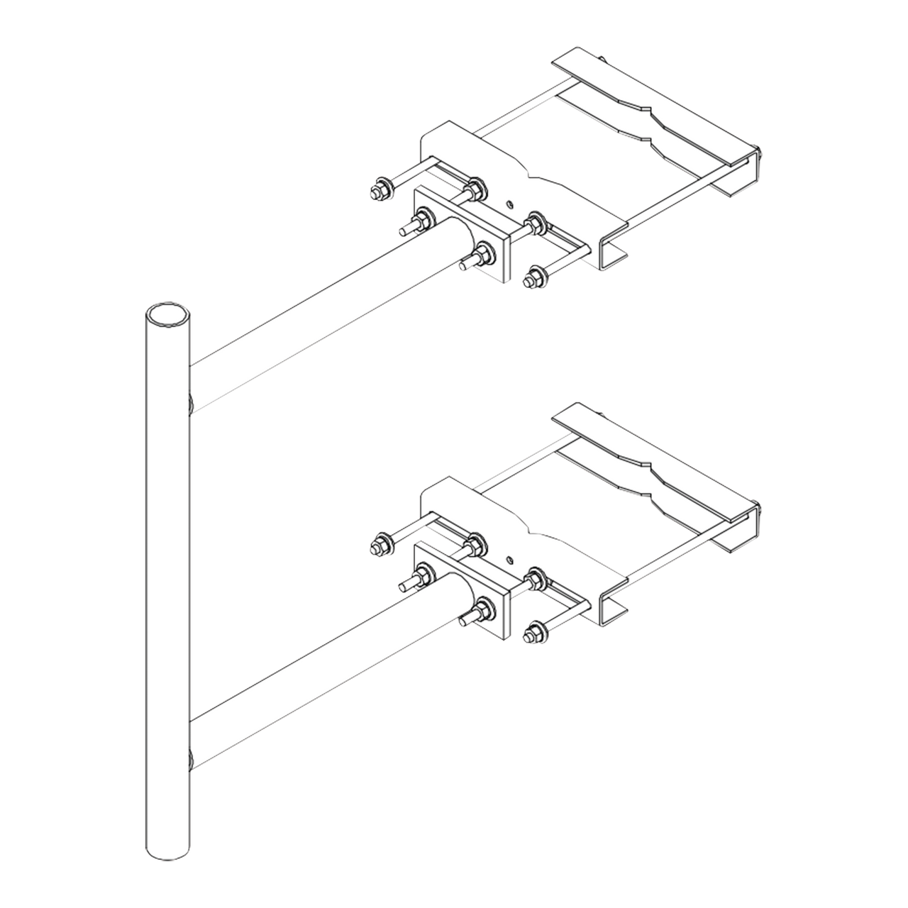 TRY-ST-LME-2A Montaje Lateral con 60 cm de Separación con Ángulo Ajustable. Mástil de 2-3/8 x 36.
