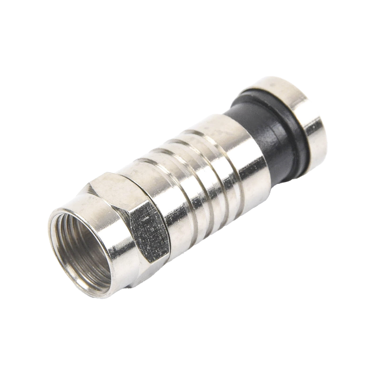 TT-CON-509-RG6 Conector F Macho de Compresión para cable RG-6, Cuerpo de Bronce Niquelado.