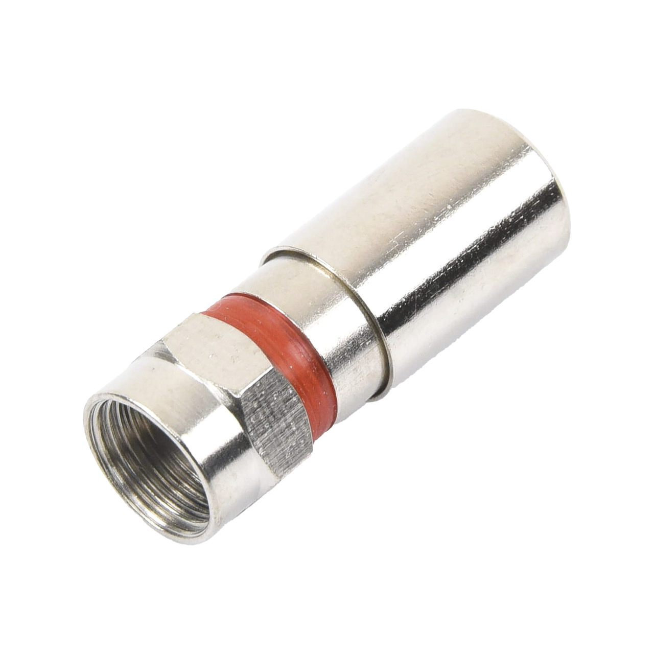 TT-CON-510-RG59 Conector F Macho de Compresión, Metálico para cable RG-59, Cuerpo de Bronce Niquelado.