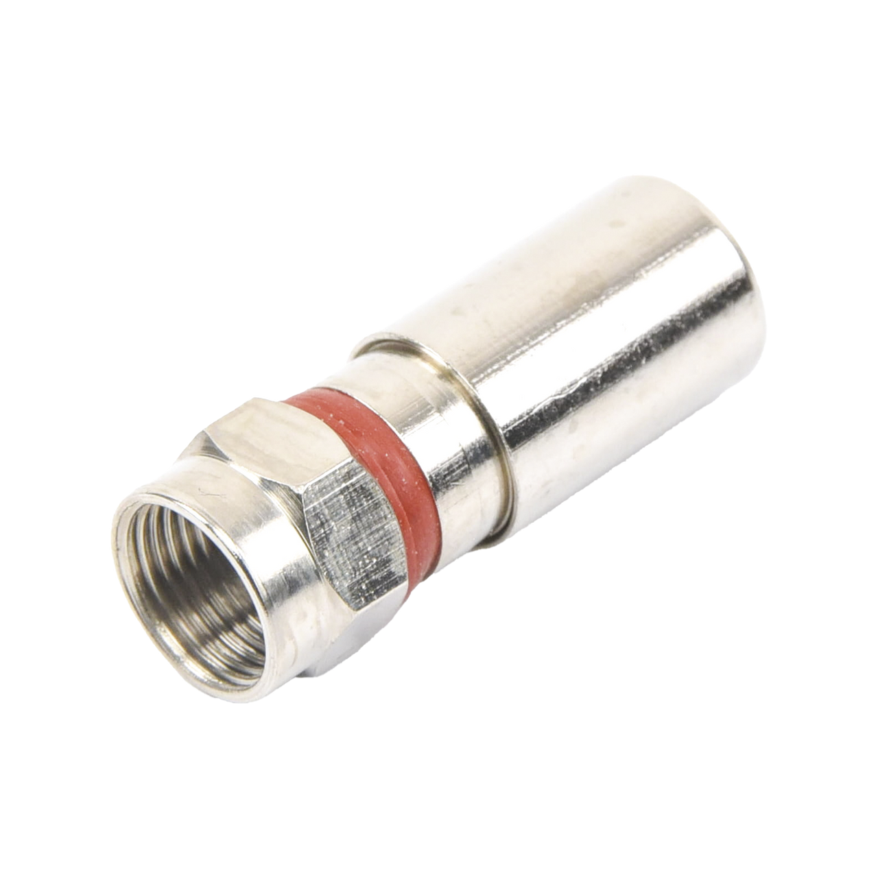 TT-CON-510-RG6 Conector F Macho de Compresión, Metálico para cable RG-6, Cuerpo de Bronce Niquelado.