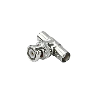 TT-RG-12 Adaptador en T para 75 Ohm de Conector BNC Macho a Doble BNC Hembra, Níquel/ Oro/ Teflón.