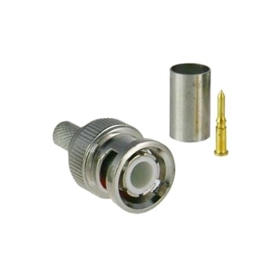 TT-RG-91 Conector BNC macho para 75 Ohm, de 3 piezas en línea, anillo plegable para cable RG-59/U en aplicación de CCTV, Níquel/ Oro/ Teflón.