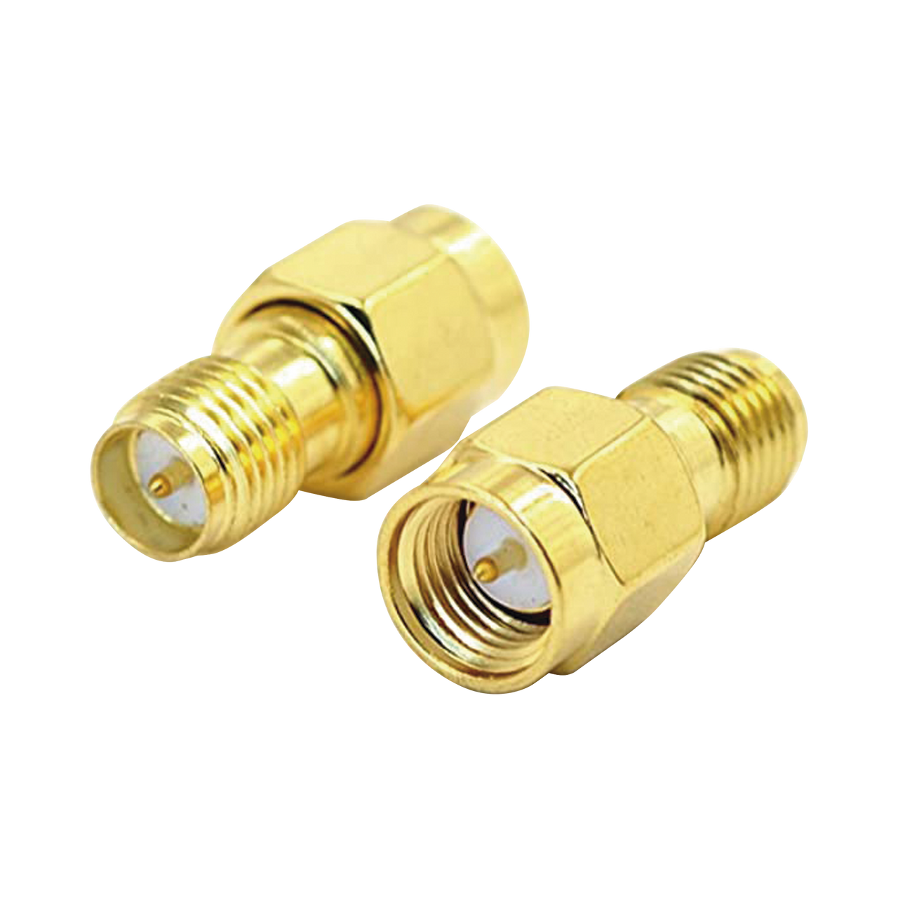 TT-RM-0021 Adaptador de SMA Macho a SMA Hembra Inverso, Oro/ Oro/ Teflón,
