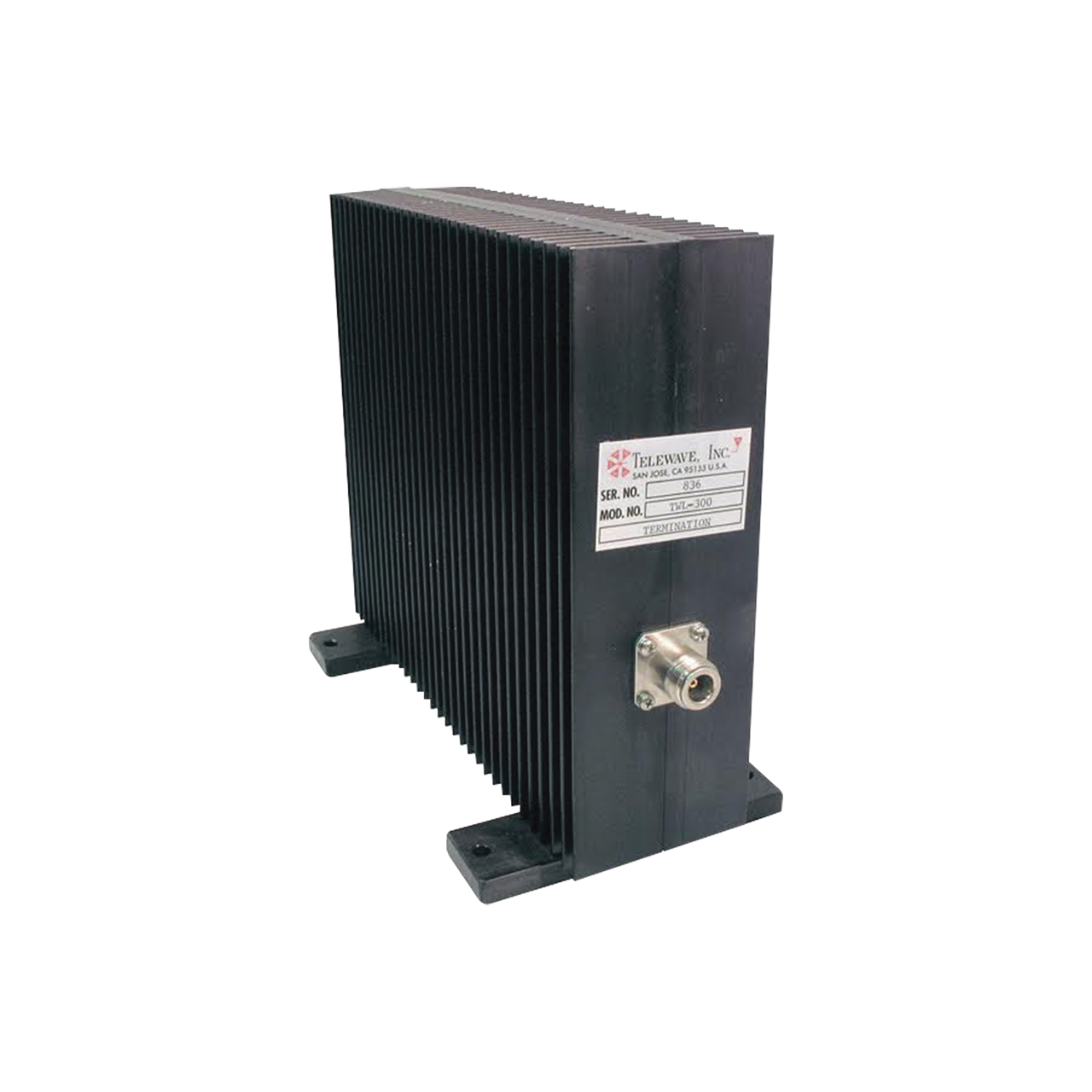 TWL-300 Carga Terminal Coaxial Seca de RF para 50 Ohm, CD-1000 MHz, 300 Watt, 50% 2-min, N Hembra.