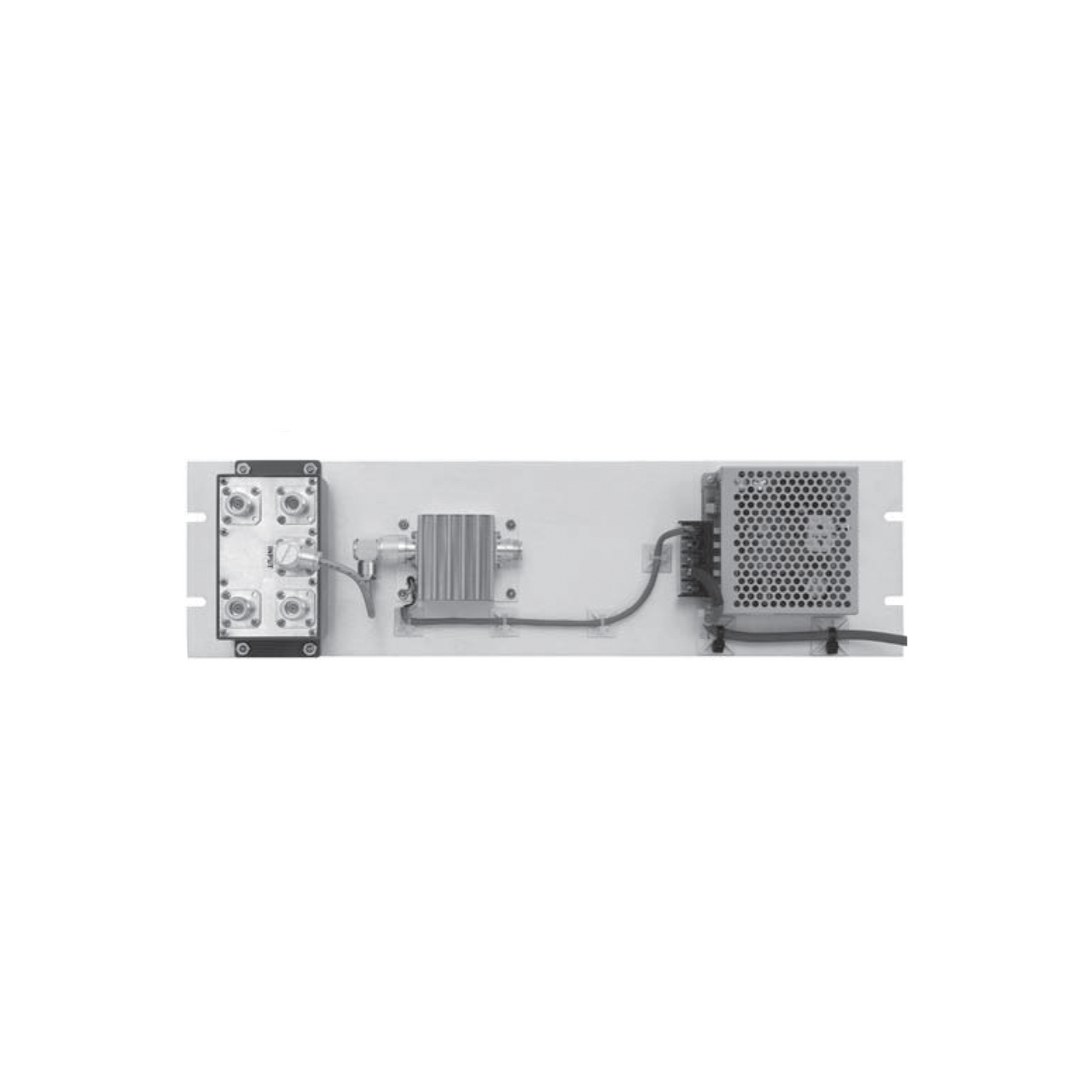 TWR4-350 Multiacoplador de 300-400 MHz, 4 Salidas, 40 MHz y 0-18 dB de Ganancia.