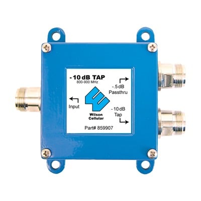 859-907 Separador TAP -10 dB con rango de frecuencia de 700 a 2500 MHz. Ideal para separar la antenas a diferentes longitudes de cable coaxial. 50 Ohm con conectores N Hembra.