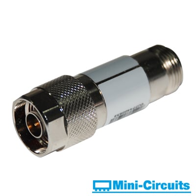 UNAT-10 Atenuador en Línea de 10 dB, 1 W, CD-6 GHz, Conectores N Macho-Hembra.