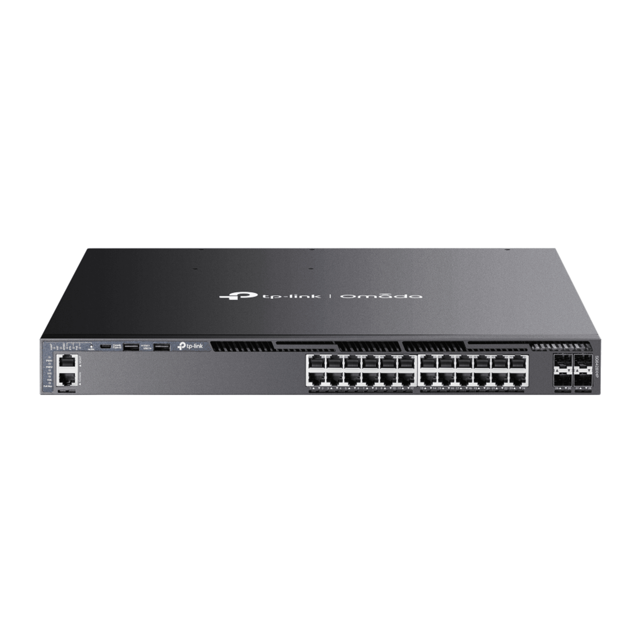SG6428XHP Switch Omada L3 SDN Administrable / 24 puertos PoE af/at Gigabit y 4 puertos SFP+ / Presupuesto PoE 720W / Funciones RIP, VRRP, Servidor DHCP / Administración centralizada OMADA / Fuente Redundante
