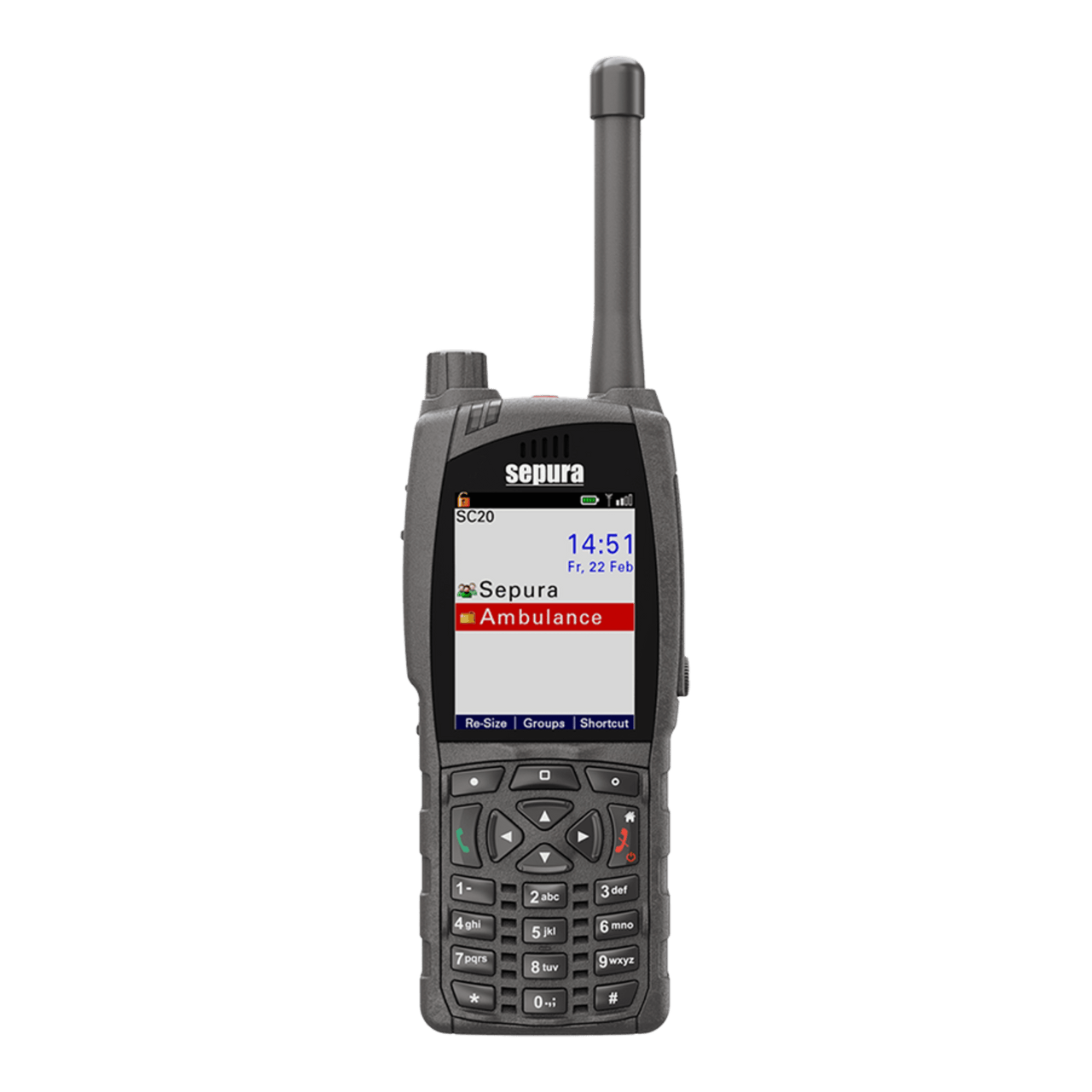 SC2124 Radio de Mano SC2124 TETRA / Pantalla a Color 2.4 QVGA / Teclado Numérico / Bluetooth y Wi-Fi / IP65/IP67 / Clase 3 RF / GPS / Compatible con Accesorios SC20 y STP
