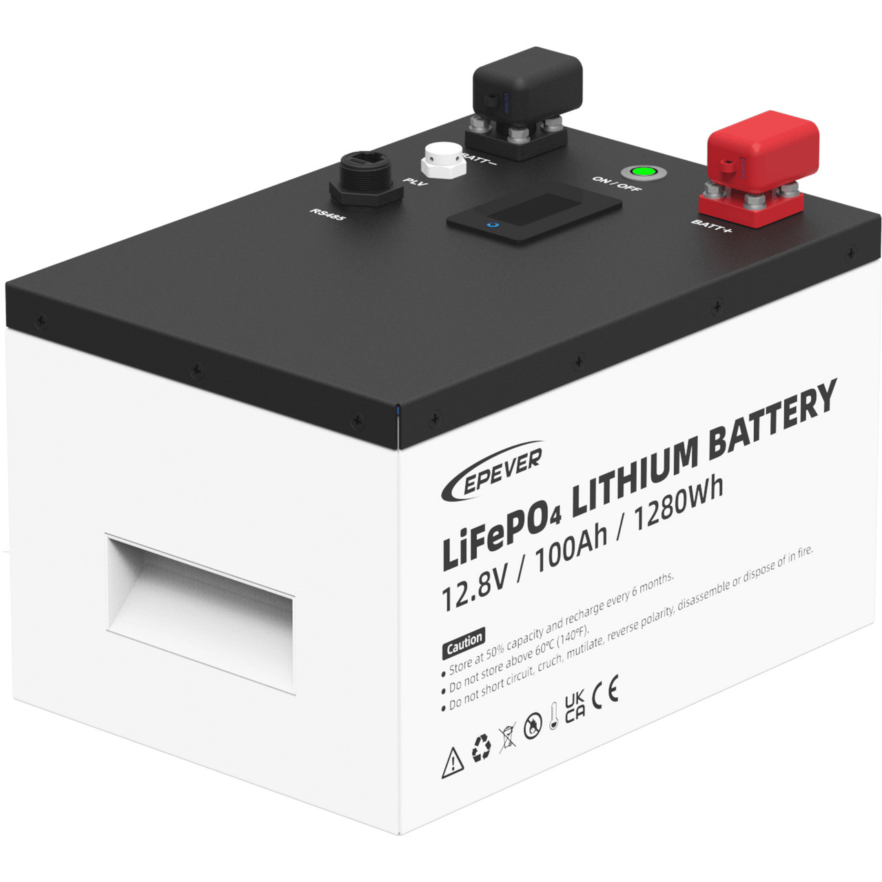 LFP100EP128V2 Batería de Litio LiFePO4 12.8Vcc, 100Ah, 1.28KwH, Pantalla LCD para Monitoreo Local, Carcasa Metálica