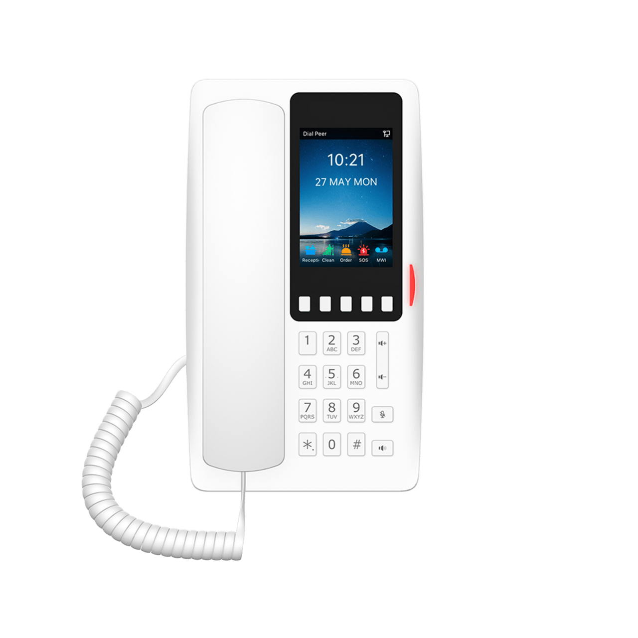 H6WW Teléfono IP Wi-Fi Hotelero con PoE, Puerto USB de Carga y Pantalla LCD de 3.5