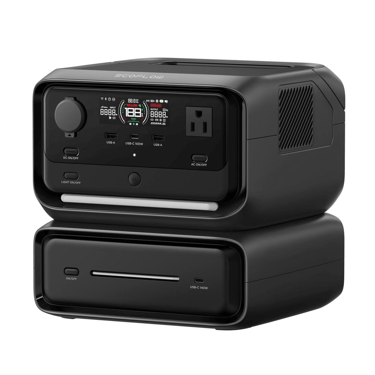 EFR3MAX EcoFlow River 3 Plus | Estación de Energía Portátil 572Wh Litio LFP / 4 AC 800W (Max. 1600W) / 1 USB-C 100W / 3 USB -A 12W / Cargador de Coche 10A, 126W Max. / Conectividad WiFi y Bluetooth (App) / Carga Solar 220W Max.