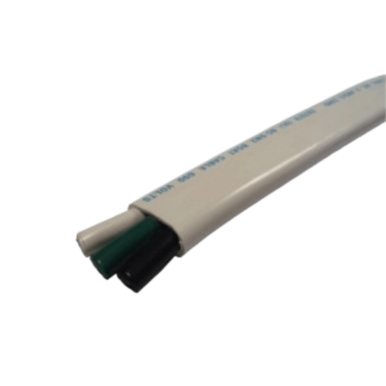 B7W14T-30-500 Cable Marino Cobra 14/3 Triplex / 500 Pies (152.4 m) / Calibre 14 / Negro, Blanco y Verde / Chaqueta Blanca Retardante de Llama / Clase K Cobre Estañado / 600V / 105°C Seco y 75°C Húmedo / Cumple UL 1426, UL Listed BC-5W2, ABYC y US