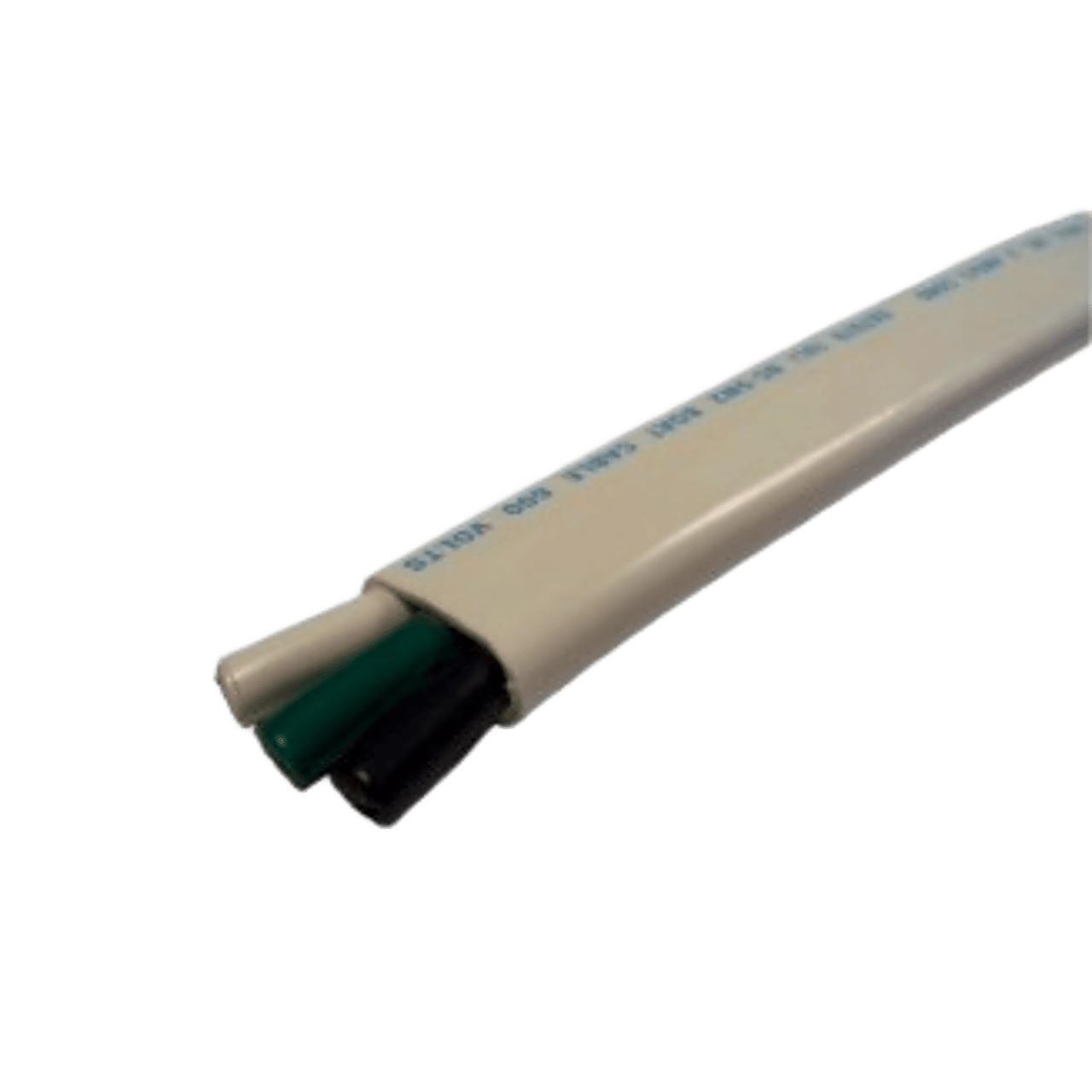 B7W14T-30-100 Cable Marino Cobra 14/3 Triplex / 100 Pies (30.48 m) / Calibre 14 / Negro, Blanco y Verde / Chaqueta Blanca Retardante de Llama / Clase K Cobre Estañado / 600V / 105°C Seco y 75°C Húmedo / Cumple UL 1426, UL Listed BC-5W2, ABYC y US