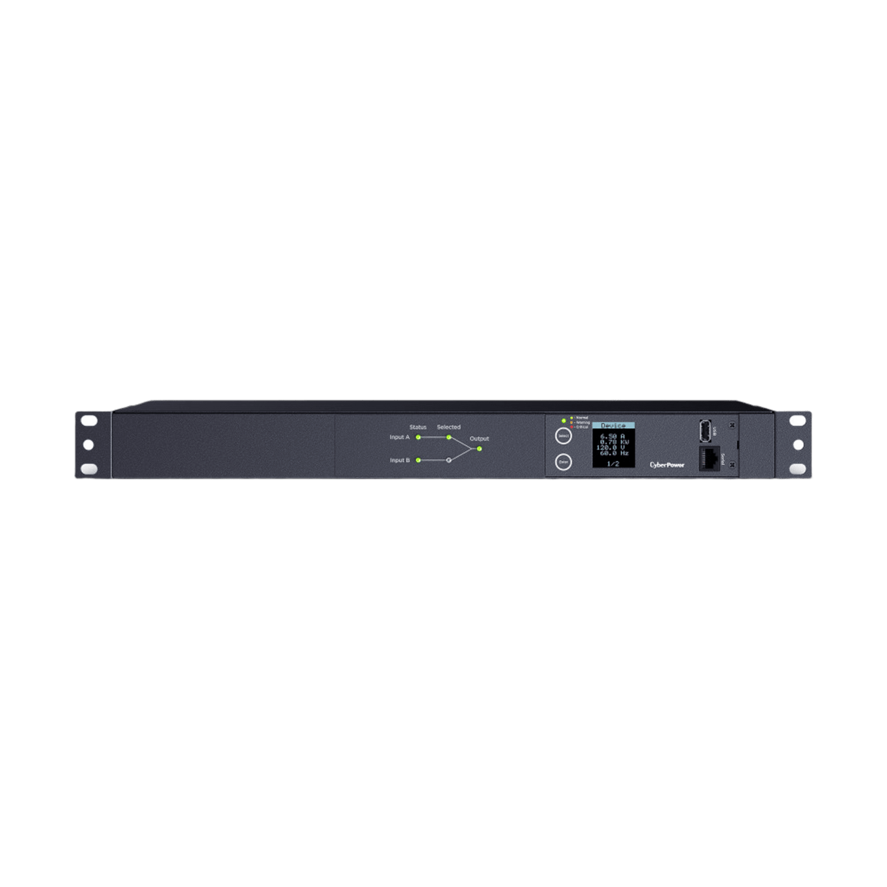 PDU24001 PDU ATS (Fuente Redundante Auto-transferible) Medible, Para Distribución de Energía, 2 Entradas 120 Vca NEMA5-15P, Con 10 Salidas NEMA 5-15R, Horizontal 19in, 1UR