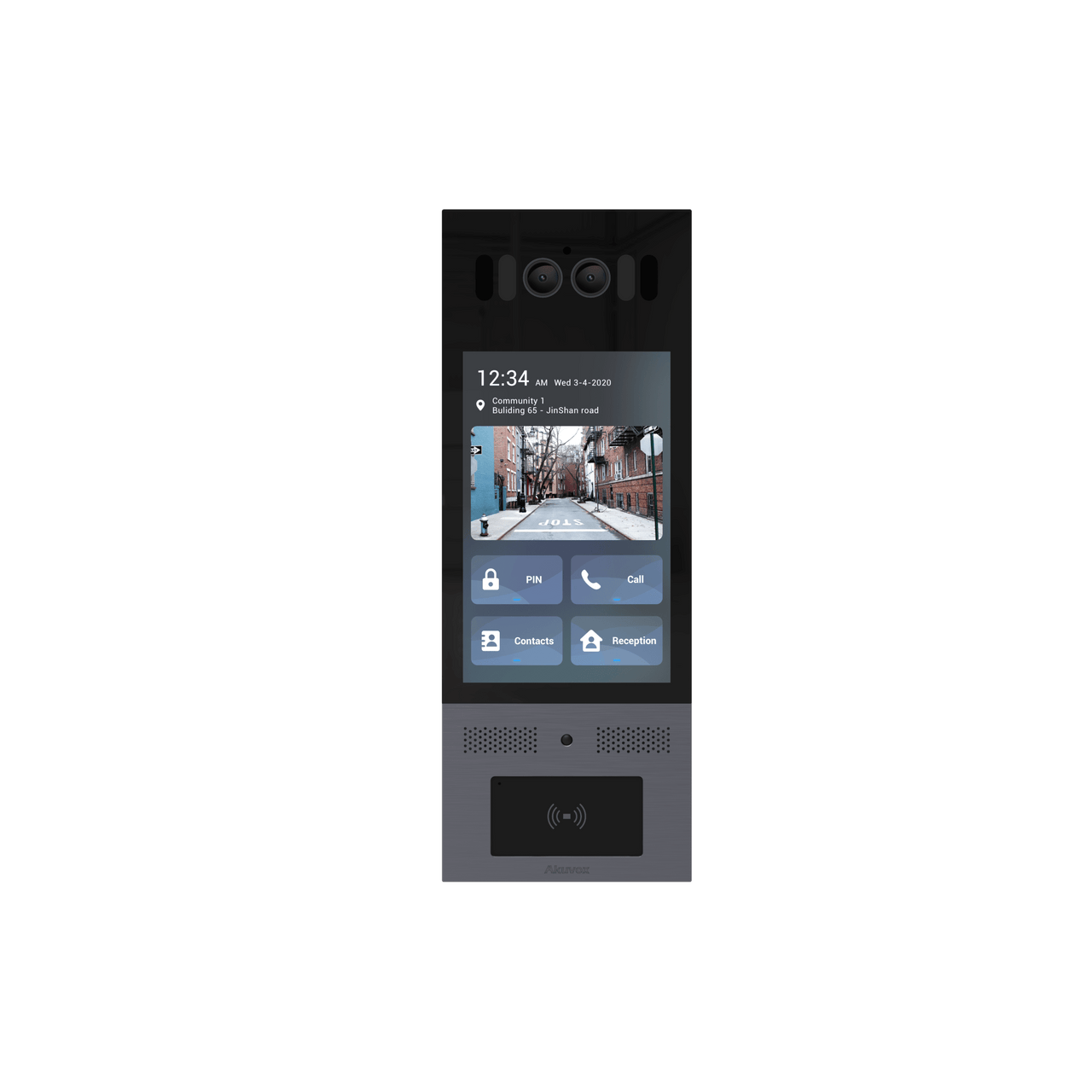 X915SKIT Frente de Calle Antivandálico IK10 / Incluye montaje / Administración 100% en la Nube / Notificación a APP / Llamada Telefónica / ANDROID / SIP / ONVIF /Reconocimiento Facial / QR y PIN para Visitas / IP66 / Bluetooth / NFC