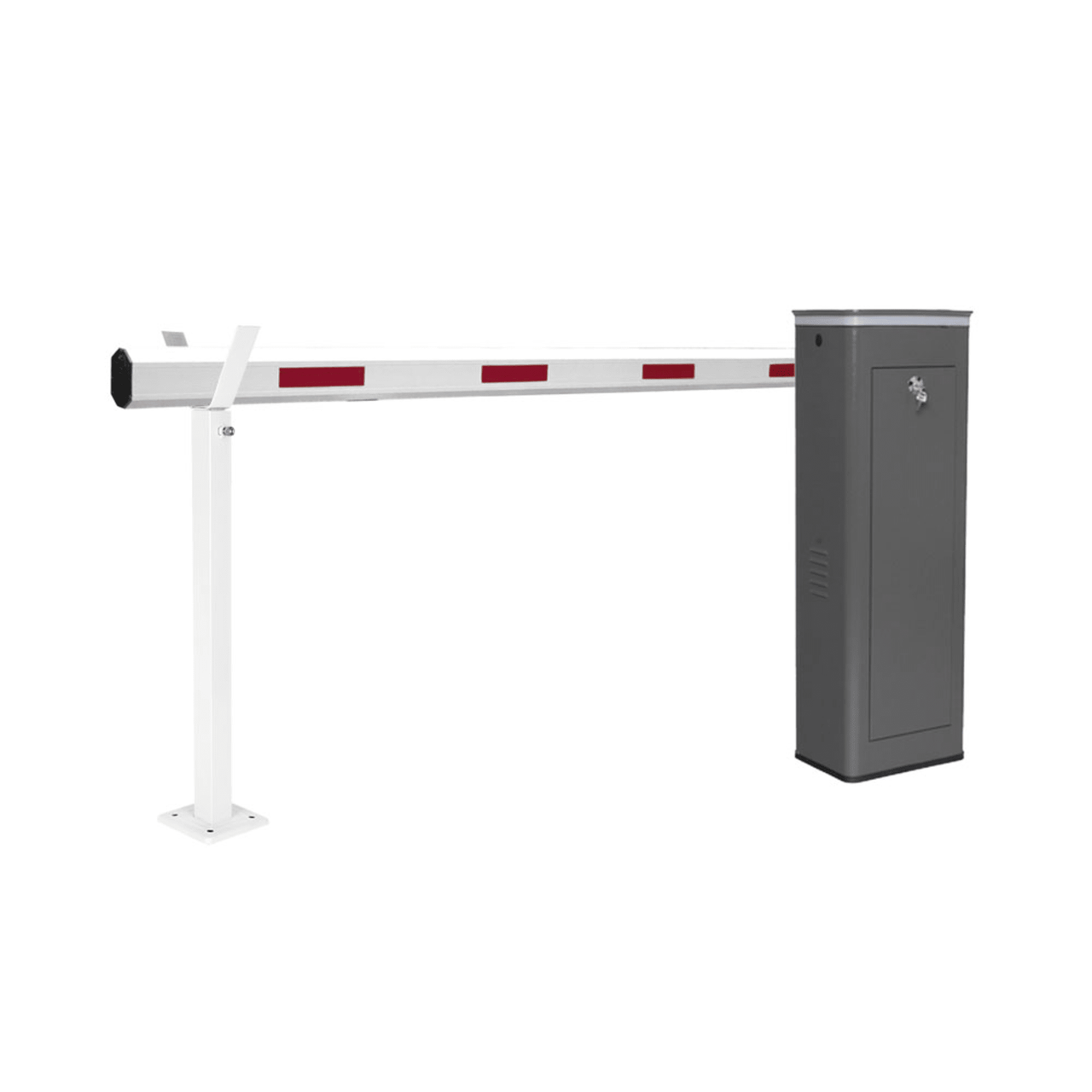 KT-XBS-LB Kit de Barrera Vehicular Izquierda y Brazo Telescópico de Hasta 5.5 m / Finales de Carrera Ajustables por Programación / Movimiento Fluido / Diseño Elegante Color Gris / Con Corona Led Semaforizada