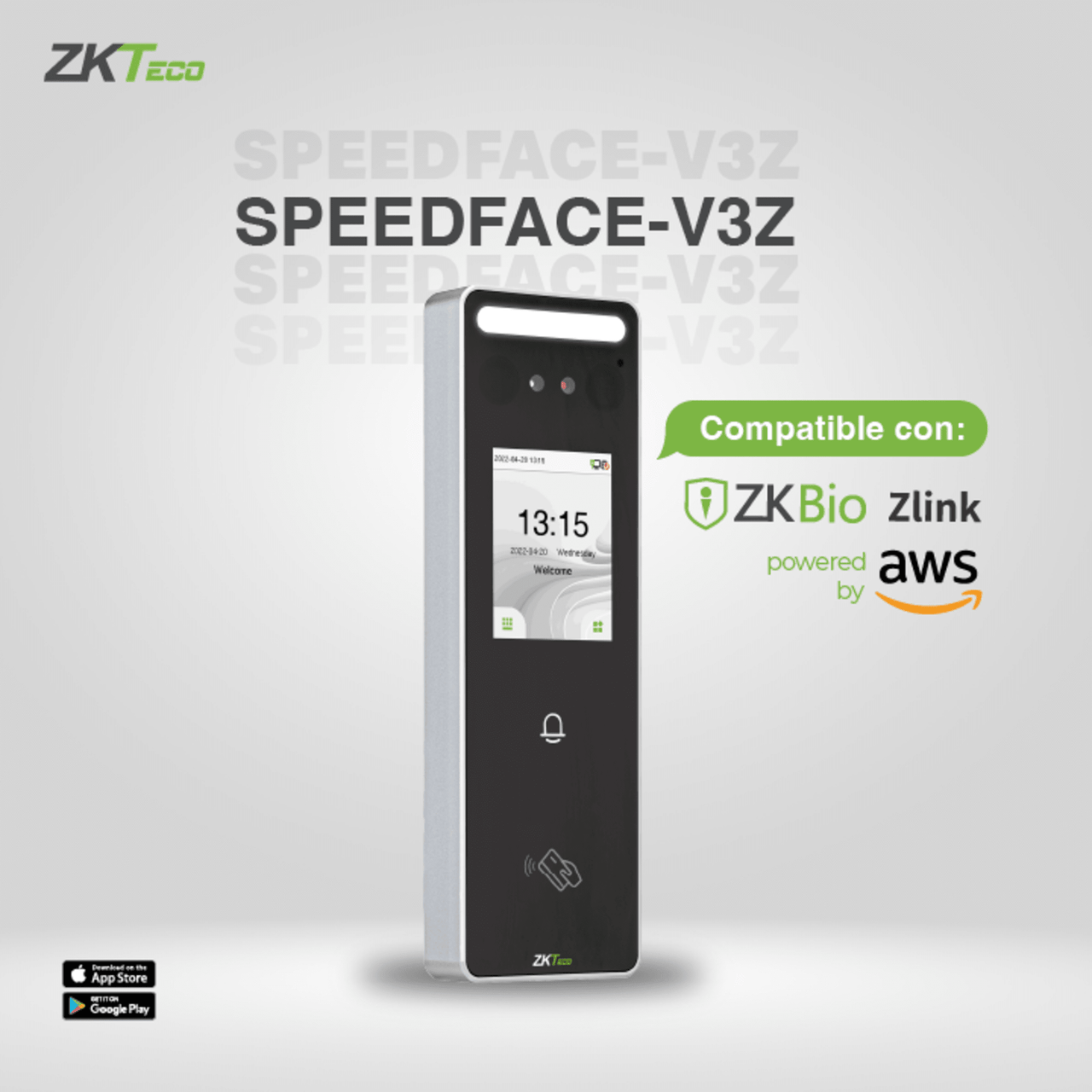 SPEEDFACEV3Z Lector Autonomo de Reconocimiento Facial y Huella Digital/ compatible con ZKBIO ZLINK