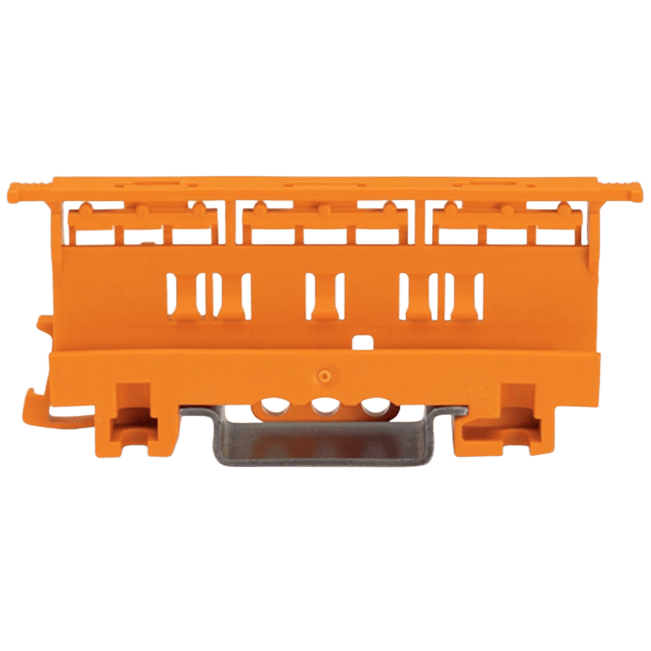 221-500 Portador de Montaje de la Serie 221 / 4 mm² / Montaje en Riel DIN-35 y Montaje con Tornillos / Color Naranja / Material PA66 / UL94 V0