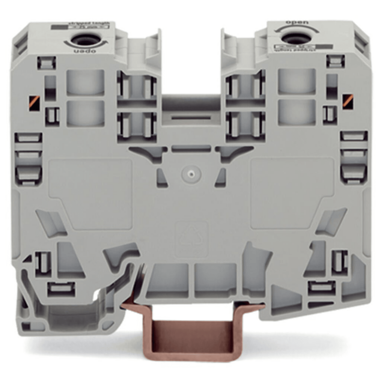 285-135 Borna de Paso / 2 Conductores / 35 mm² / POWER CAGE CLAMP / Montaje en Carril DIN 35 x 15 / Poliamida (PA66) / Gris / Tensión 1000 V / Corriente 125 A