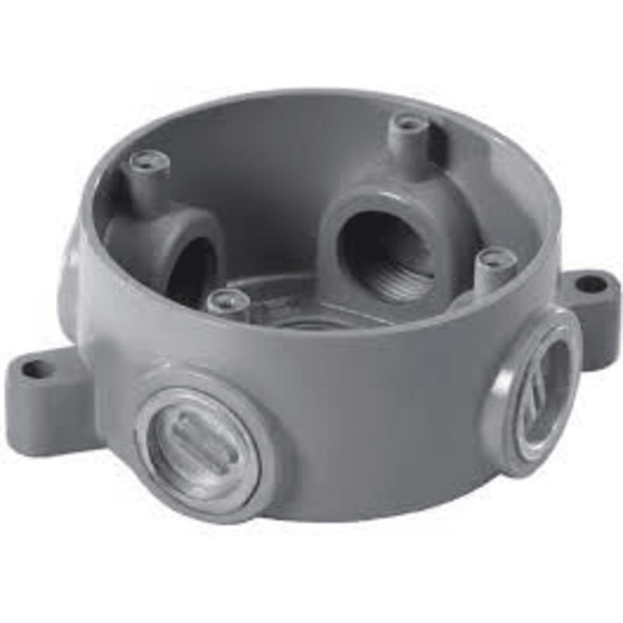 CSX-20 Caja Redonda Estándar sin Tapa a Prueba de Intemperie 102(4) de 3/4 (19 mm) / Con 5 salidas.