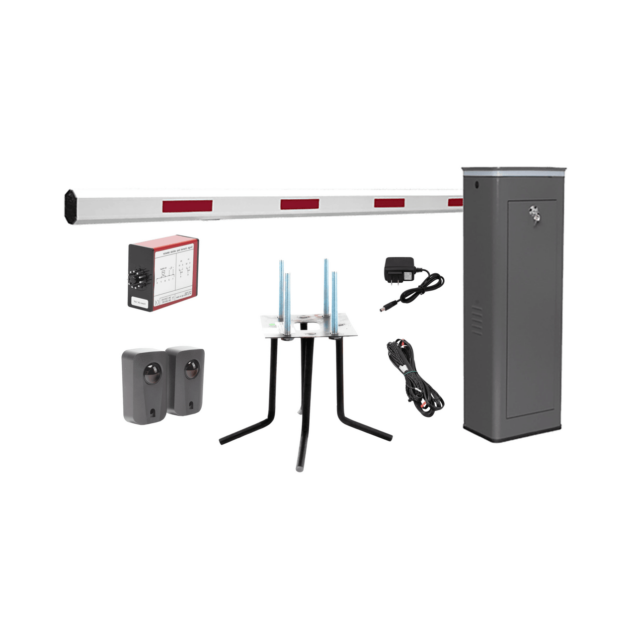 KIT-XBS-3L Kit COMPLETO Barrera Izquierda XBS Con Corona LED / Brazo de 5.5 Metros / Incluye Sensor de Masa, Transformador, Lazo Magnético, Ancla, Fotoceldas y 2 Controles Inalámbricos