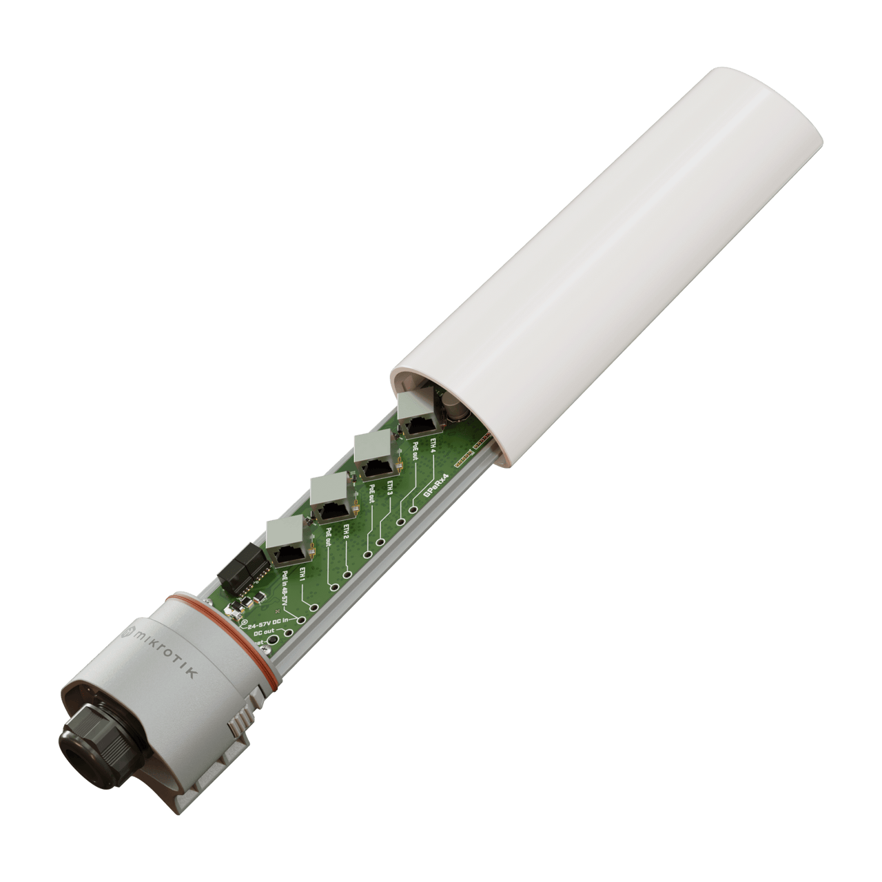 GPER14I (GPeRx4) Extensor PoE administrable SwOS para exterior/ 4 puertos de salida af/at 90 Wats de consumo total / Puertos Aislados